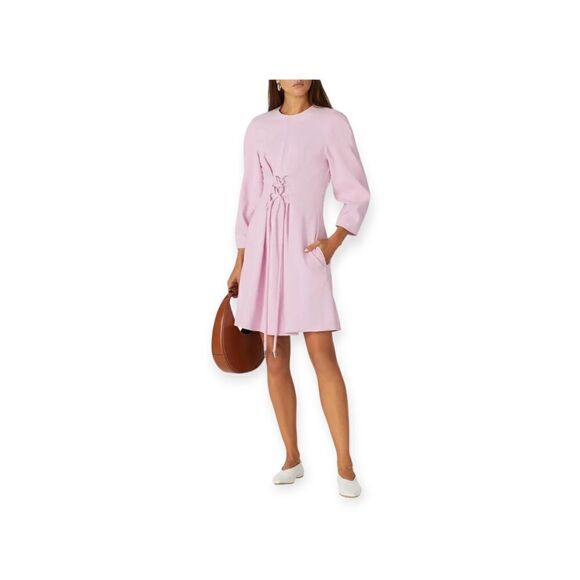 RTR Tibi Chalky Drape Corset longsleeve Dress Pink - Picture 1 of 15